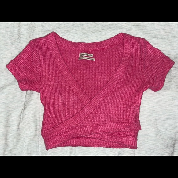Urban Outfitters Pink Crossed Crop Top - xs small - Picture 2 of 4